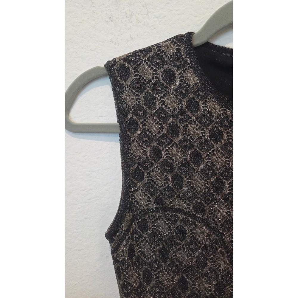 Alexander McQueen Metallic Jacquard Knit Skater Dress Fit Flare Black Gold Small - Picture 9 of 15